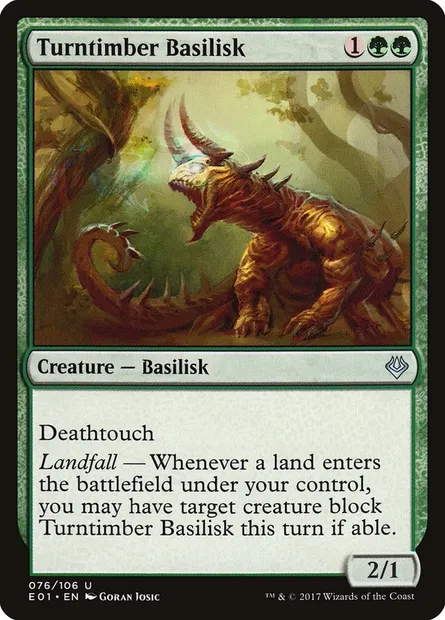 Turntimber Basilisk, Magic card E01 76 — Archenemy: Nicol Bolas set