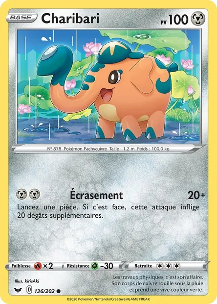 Charibari, carte Pokémon SSH 136 — extension Épée et Bouclier