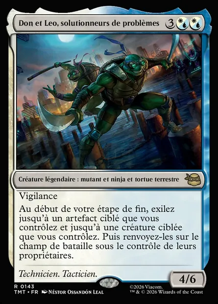 Don et Leo, solutionneurs de problèmes, carte Magic TMT 143 — extension Teenage Mutant Ninja Turtles
