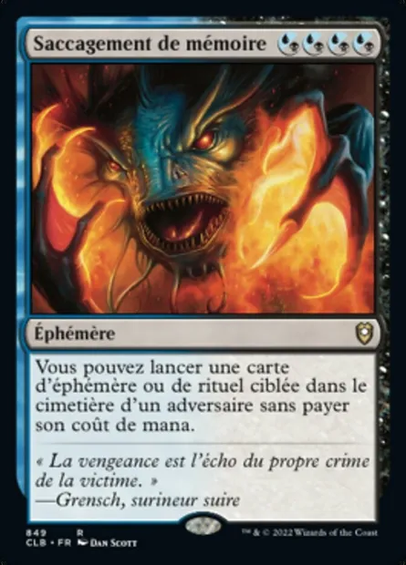 Saccagement de mémoire, carte Magic CLB 849 — extension Commander Légendes : la bataille de la Porte de Baldur