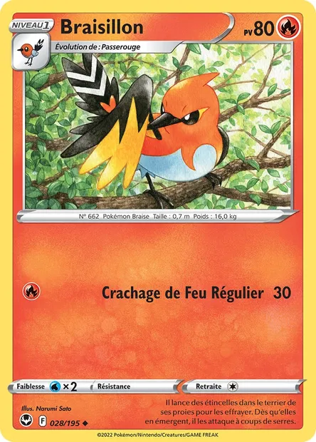 Braisillon, carte Pokémon SIT 028 — extension Tempête Argentée