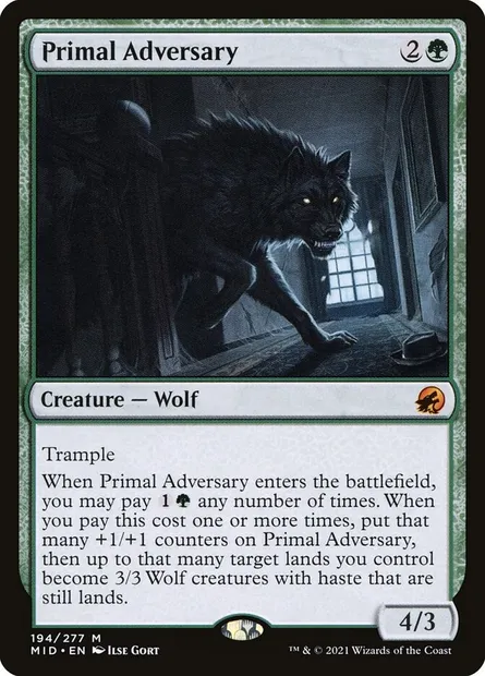 Primal Adversary, Magic card MID 194 — Innistrad: Midnight Hunt set