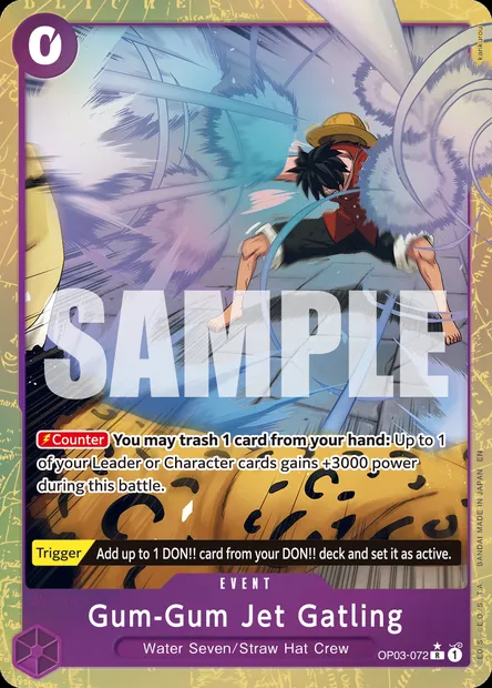 Gum-Gum Jet Gatling, One Piece card OP03-072 — PILLARS OF STRENGTH set