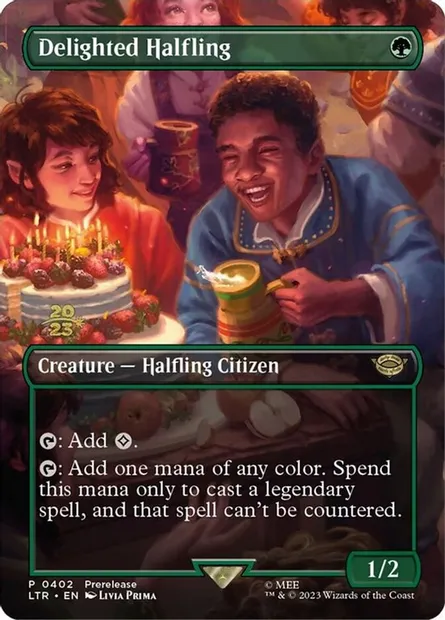 Delighted Halfling, Magic card PLTR 402s — Tales of Middle-earth Promos set