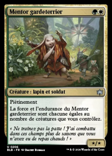 Mentor gardeterrier, carte Magic BLB 206 — extension Bloomburrow