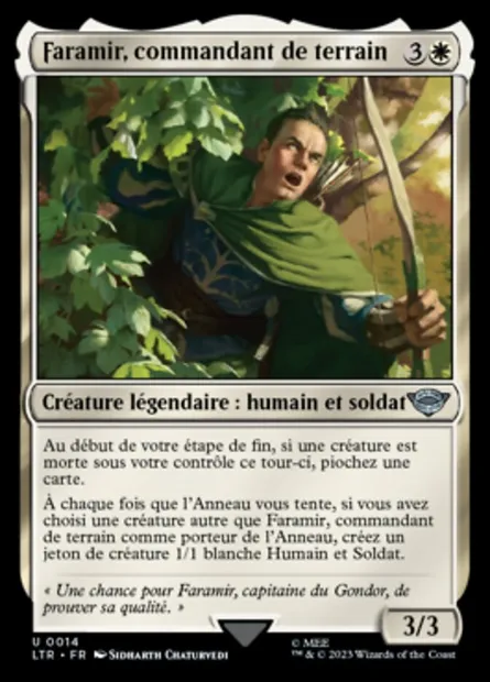 Faramir, commandant de terrain, carte Magic LTR 14 — extension Le Seigneur des Anneaux : chroniques de la Terre du Milieu