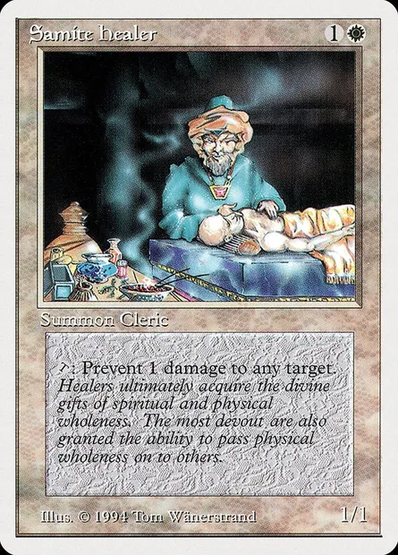 Samite Healer, Magic card SUM 38 — Summer Magic / Edgar set
