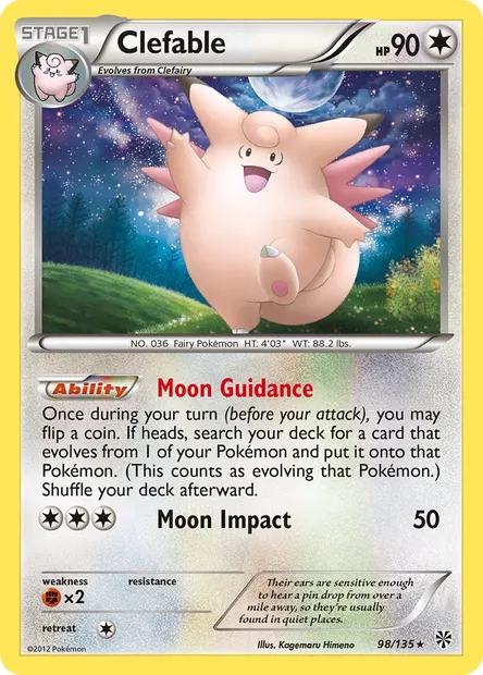 Clefable, Pokémon card PLS 98 — Plasma Storm set