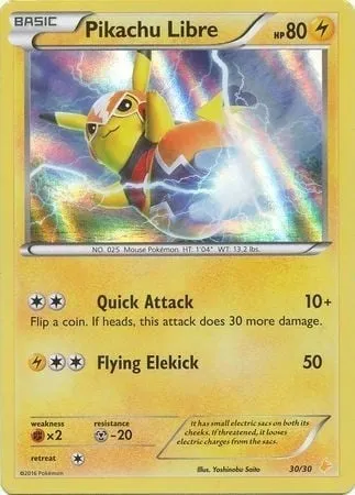 Pikachu Libre, carte Pokémon TK9P 030 — extension XY Trainer Kit: Pikachu Libre & Suicune (Pikachu Libre)