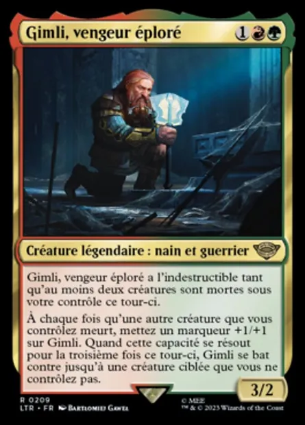 Gimli, vengeur éploré, carte Magic LTR 209 — extension Le Seigneur des Anneaux : chroniques de la Terre du Milieu