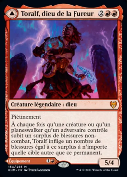 Toralf, dieu de la Fureur // Marteau de Toralf, carte Magic KHM 154 — extension Kaldheim