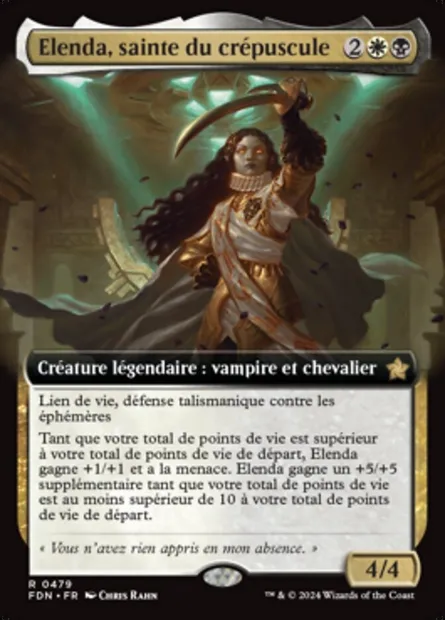Elenda, sainte du crépuscule, carte Magic FDN 479 — extension Foundations