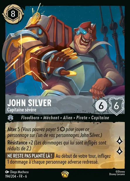 John Silver - Capitaine sévère, carte Disney Lorcana CH6-194 — extension La Mer Azurite