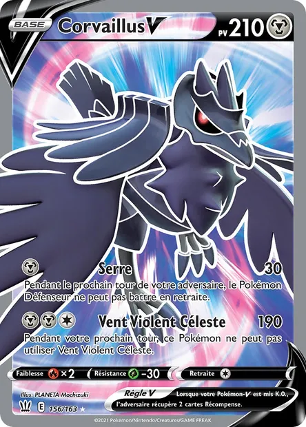 Corvaillus V, carte Pokémon BST 156 — extension Styles de combat