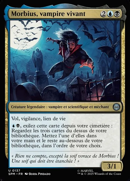 Morbius, vampire vivant, carte Magic SPM 137 — extension Marvel's Spider-Man