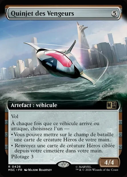Quinjet des Vengeurs, carte Magic MSC 426 — extension Marvel Super Heroes Commander