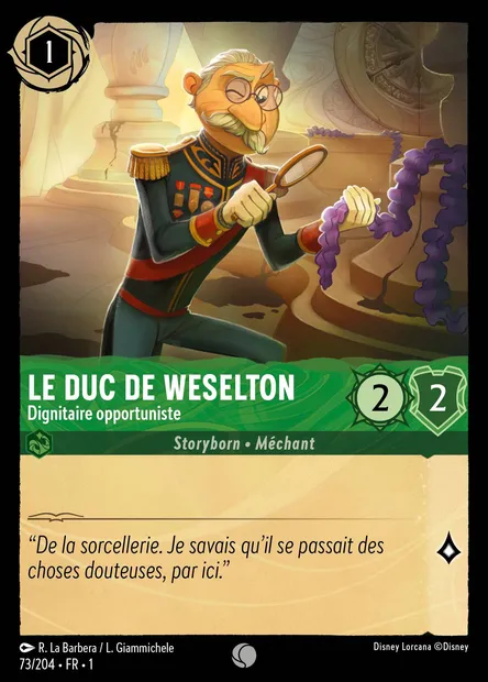 Le Duc de Weselton - Dignitaire opportuniste, carte Disney Lorcana CH1-073 — extension Premier Chapitre