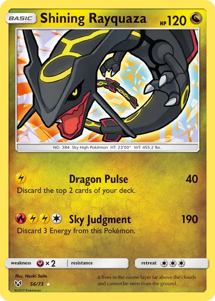 Shining Rayquaza, Pokémon card SLG 56 — Shining Legends set