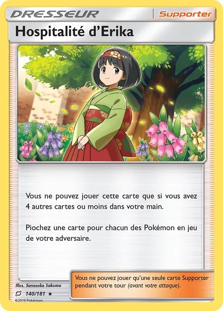 Hospitalité d’Erika, carte Pokémon TEU 140 — extension Duo de Choc