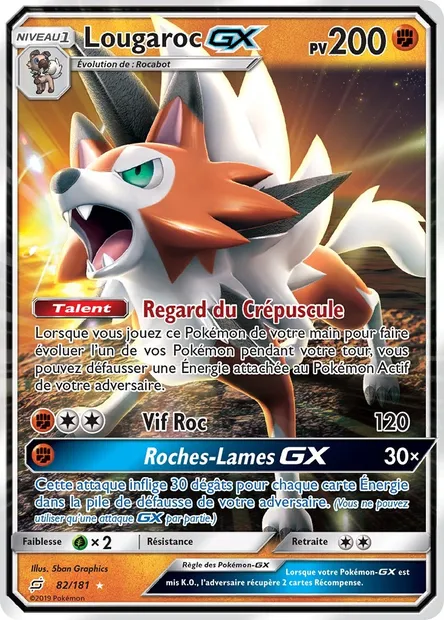 Lougaroc GX, carte Pokémon TEU 82 — extension Duo de Choc