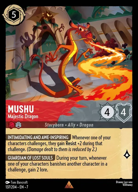 Mushu - Majestic Dragon, Disney Lorcana card CH7-137 — Archazia's Island set