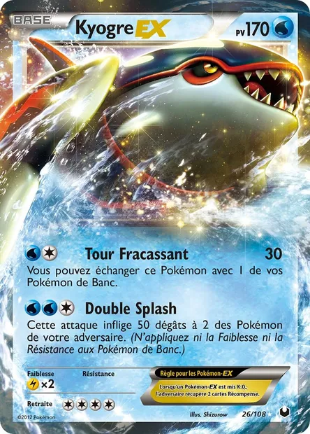 Kyogre-EX, carte Pokémon DEX 26 — extension Explorateurs Obscurs