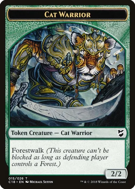 Cat Warrior, carte Magic TC18 15 — extension Commander 2018 Tokens