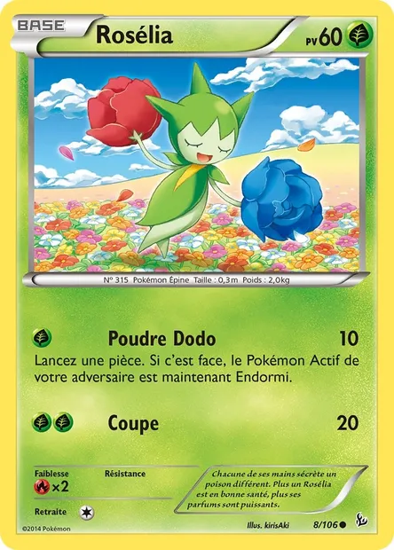 Rosélia, carte Pokémon FLF 8 — extension Étincelles