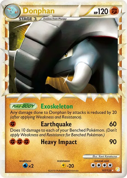 Donphan, Pokémon card HS 107 — HeartGold SoulSilver set