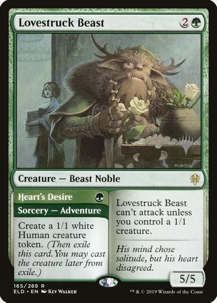Lovestruck Beast // Heart's Desire, Magic card PELD 165p — Throne of Eldraine Promos set