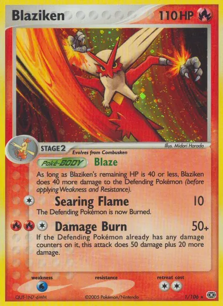 Blaziken, Pokémon card EM 1 — Emerald set