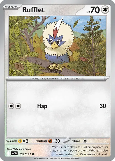 Rufflet, Pokémon card SSP 152 — Surging Sparks set