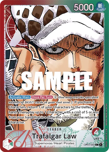 Trafalgar Law, One Piece card OP01-002 — ROMANCE DAWN set