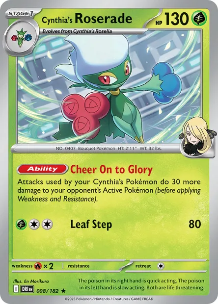Cynthia's Roserade, Pokémon card DRI 008 — Destined Rivals set
