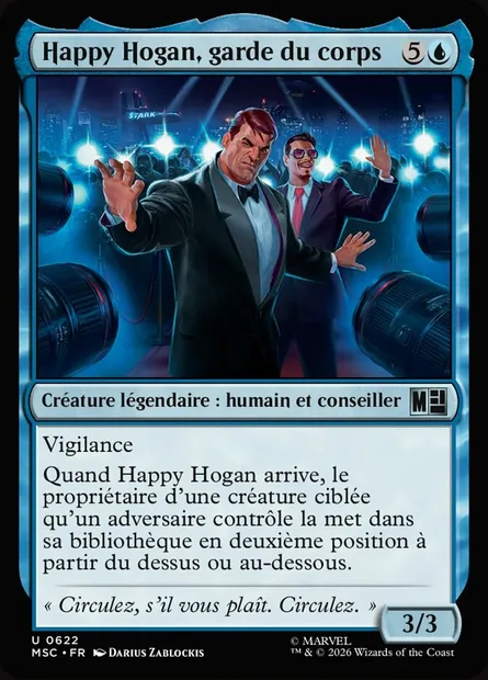Happy Hogan, garde du corps, carte Magic MSC 622 — extension Marvel Super Heroes Commander