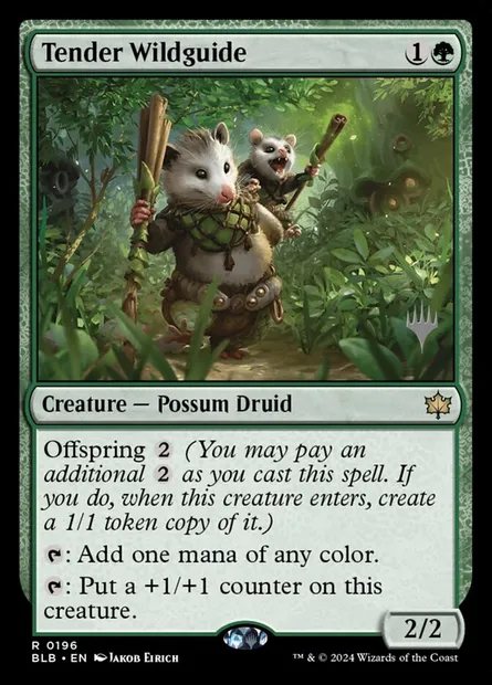 Tender Wildguide, Magic card PBLB 196p — Bloomburrow Promos set