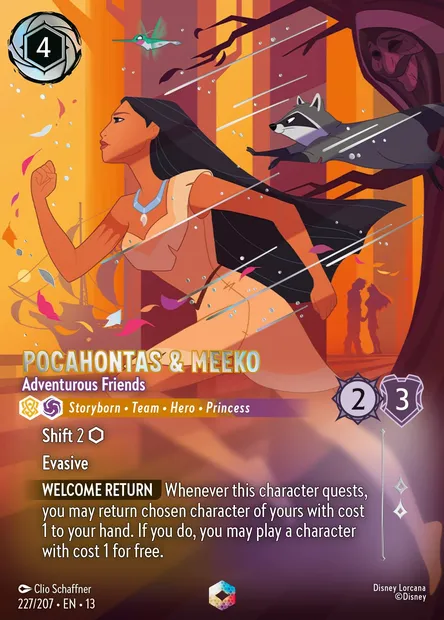 Pocahontas & Meeko - Adventurous Friends, Disney Lorcana card CH13-227 — Attack of the Vine! set