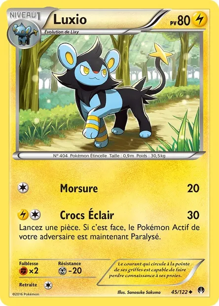 Luxio, carte Pokémon BKP 45 — extension Rupture Turbo