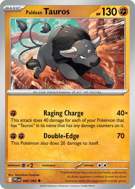 Paldean Tauros, Pokémon card PFL 048 — Phantasmal Flames set