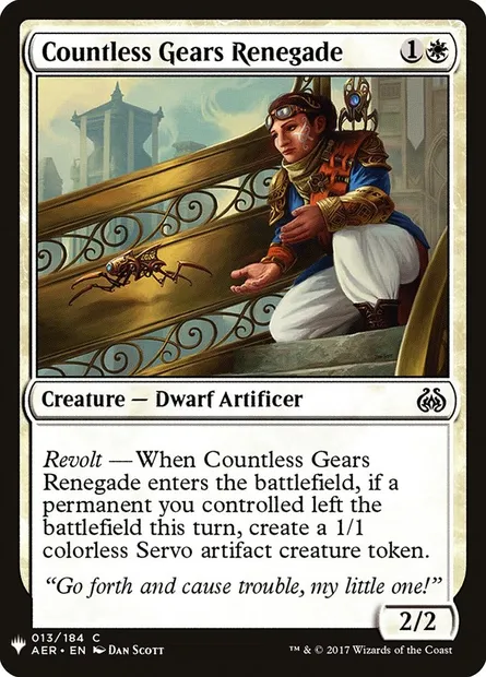 Countless Gears Renegade, Magic card PLST AER-13 — The List set