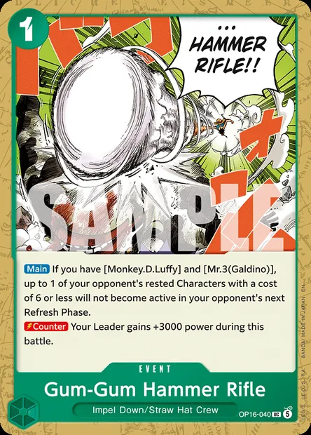 Gum-Gum Hammer Rifle, One Piece card OP16-040 — THE TIME OF BATTLE set