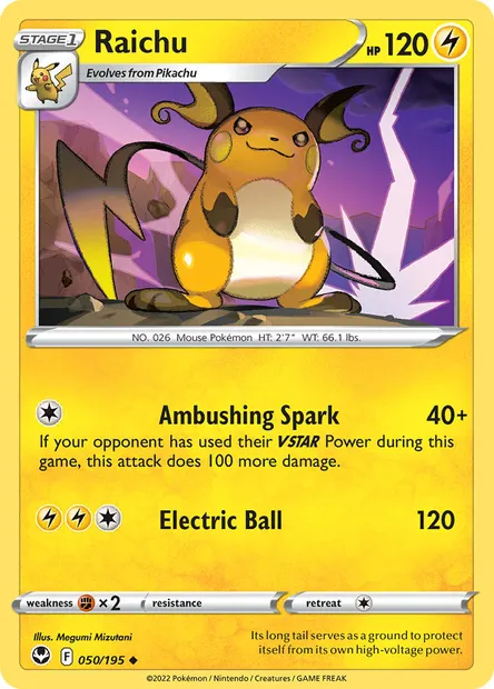 Raichu, Pokémon card SIT 050 — Silver Tempest set