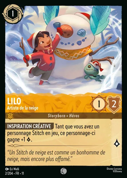 Lilo - Artiste de la neige, carte Disney Lorcana CH11-002 — extension Givresort