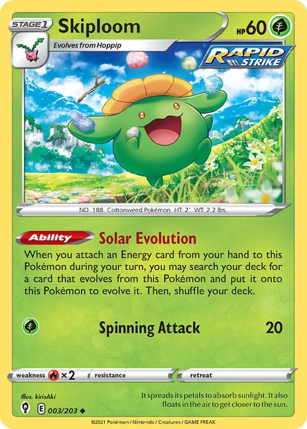 Skiploom, Pokémon card EVS 3 — Evolving Skies set