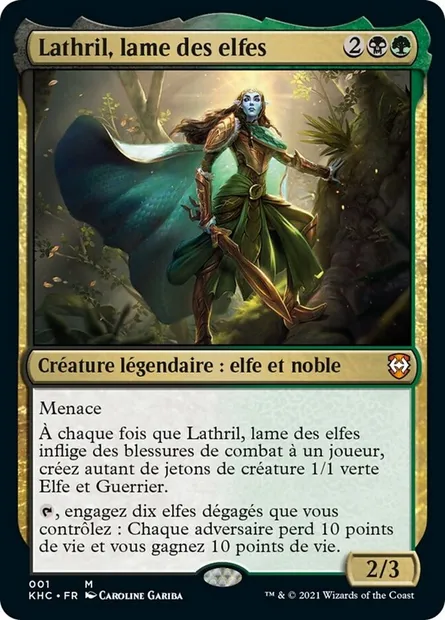 Lathril, lame des elfes, carte Magic KHC 1 — extension Kaldheim Commander