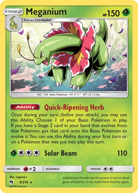Meganium, Pokémon card LOT 8 — Lost Thunder set