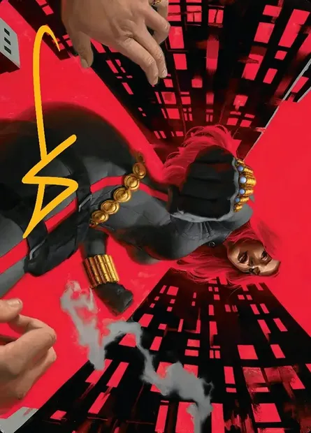 Black Widow, Deadly Hunter // Black Widow, Deadly Hunter, Magic card AMSH 42 — Marvel Super Heroes Art Series set