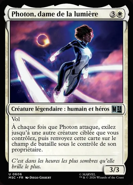 Photon, dame de la lumière, carte Magic MSC 606 — extension Marvel Super Heroes Commander