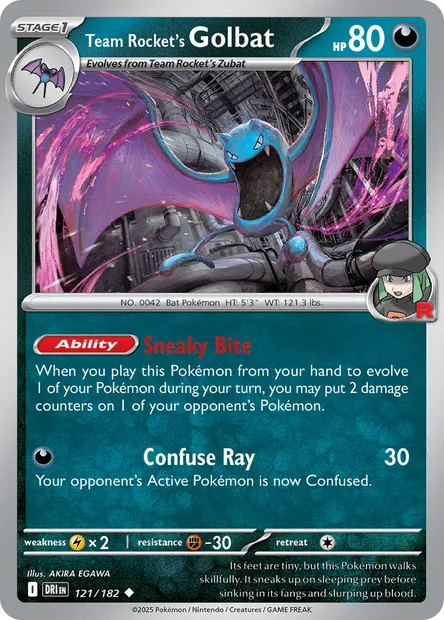 Team Rocket's Golbat, Pokémon card DRI 121 — Destined Rivals set