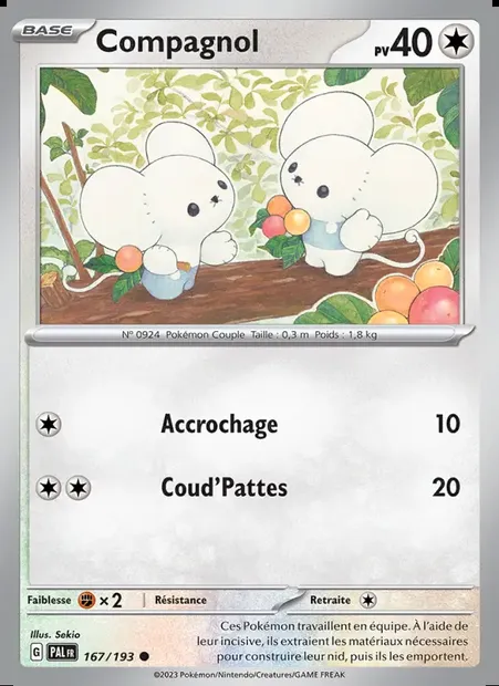 Compagnol, carte Pokémon PAL 167 — extension Évolutions à Paldea